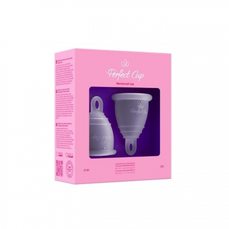 PERFECT CUP Polski kubeczek menstruacyjny z pętelką TRANSPARENTNY, ZESTAW S + M